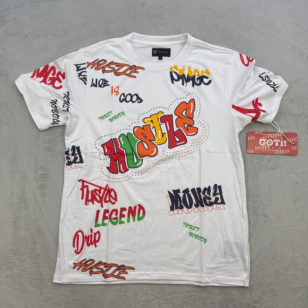Waimea Graphic T Shirt Mens Medium White Hustle Savage Money Drip Streetwear New